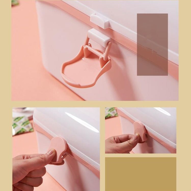 Custodia portatile per medicinali portatile per uso domestico, scatola di plastica cosmetica per gioielli multifunzionale antipolvere, S 24x16.5x14cm, L 27.5x19x18cm