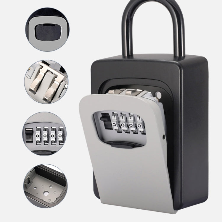 Casella porta chiavi con combinazione e chiave decorativa grigia