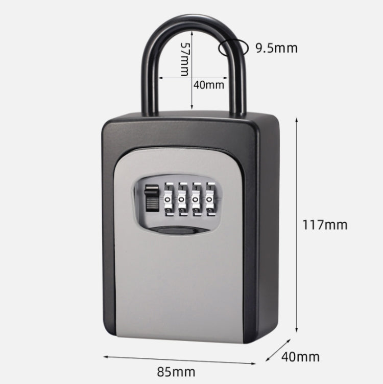 Casella porta chiavi con combinazione e chiave decorativa grigia