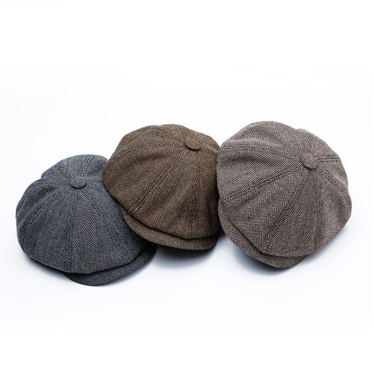 Berretto ottagonale a righe autunno inverno 58-60 cm