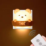 Lampada da parete per protezione degli occhi da comodino con luce notturna telecomandata Bear con 3 modalità di luce, CN Plug, Rechargeable