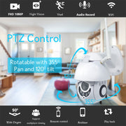 Controllo PTZ Telecamera smart dome WiFi a infrarossi con rotazione di 355 gradi, monitor interfono vocale bidirezionale, OU-A1IN