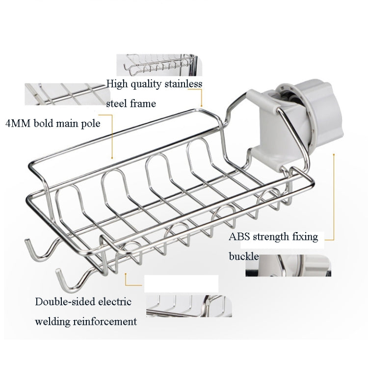 Scaffale per rubinetto da 2 pezzi in acciaio inossidabile perforato per lavello da cucina, scolapiatti per spugna, Type A, Type B, Type C