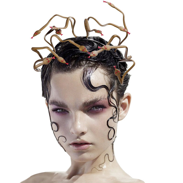 Copricapo di Halloween Carnival Stage Props Copricapo Medusa Snake Cosplay Fascia, Cosplay Headband