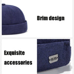 G12788 Cappello da padrone di casa con flangia retrò Iron Mark Street Melon Skullcap senza grondaia, G12788 Black, G12788 Grey, G12788 Deep Beige, G12788 Dark Gray, G12788 Dark Blue