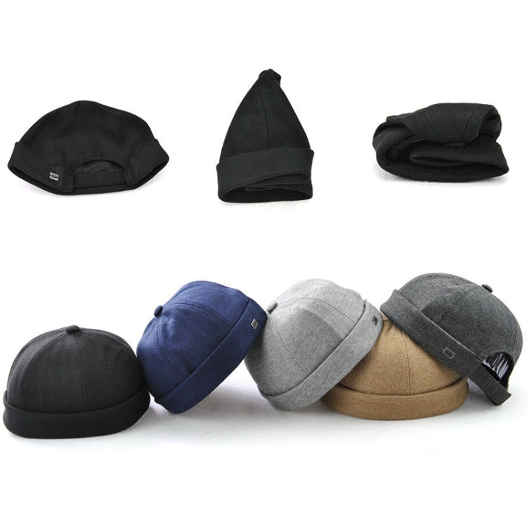 G12788 Cappello da padrone di casa con flangia retrò Iron Mark Street Melon Skullcap senza grondaia, G12788 Black, G12788 Grey, G12788 Deep Beige, G12788 Dark Gray, G12788 Dark Blue