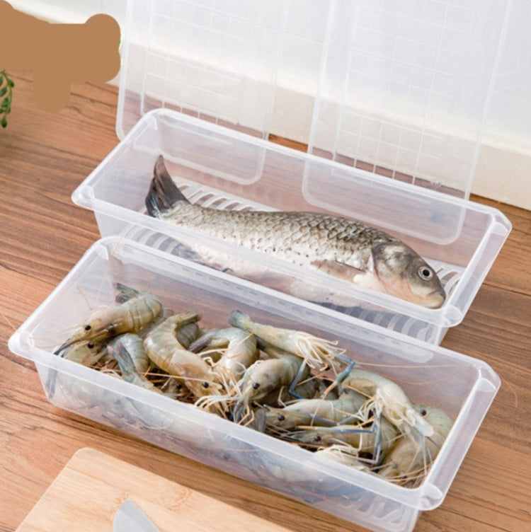 6 pezzi di frigorifero da cucina drenabile scatola di conservazione della freschezza scatola di conservazione del congelatore sigillata in plastica per alimenti scatola di pesce fresco, 27x20x5.5cm, 27x11x6cm
