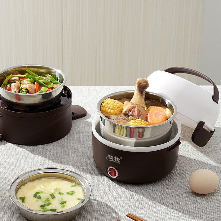LINGRUI Lunch Box elettrico multifunzione Isolamento termico elettrico Cottura Mini fornello di riso, Spina CN, Double Layer, Three Layer