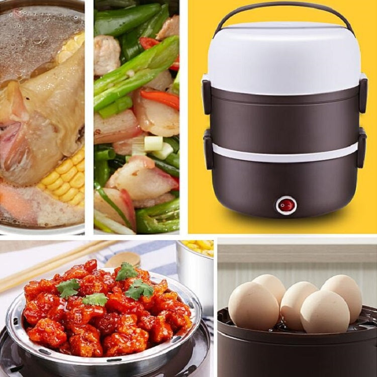 LINGRUI Lunch Box elettrico multifunzione Isolamento termico elettrico Cottura Mini fornello di riso, Spina CN, Double Layer, Three Layer