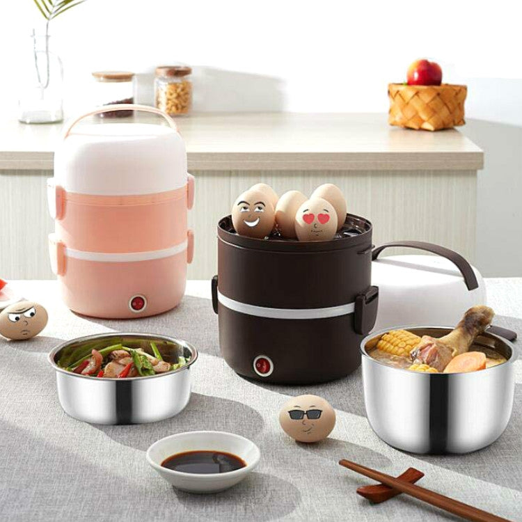 LINGRUI Lunch Box elettrico multifunzione Isolamento termico elettrico Cottura Mini fornello di riso, Spina CN, Double Layer, Three Layer