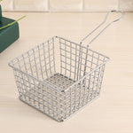 Cestino per patatine fritte in ferro battuto galvanico da 2 pezzi. Mini griglia per alimenti fritti, Chrome, Bronze