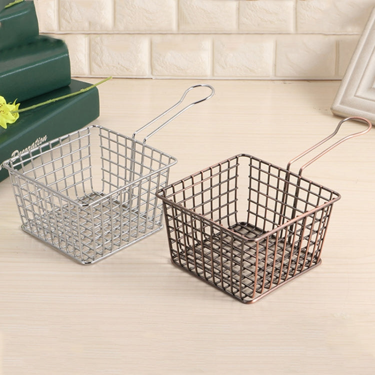 Cestino per patatine fritte in ferro battuto galvanico da 2 pezzi. Mini griglia per alimenti fritti, Chrome, Bronze