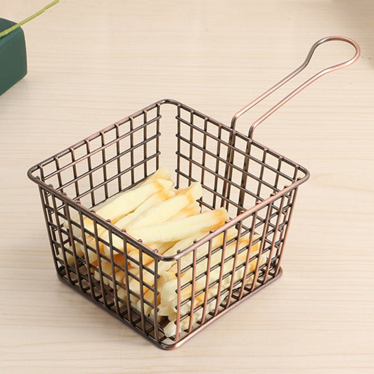 Cestino per patatine fritte in ferro battuto galvanico da 2 pezzi. Mini griglia per alimenti fritti, Chrome, Bronze