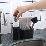 Set di scaffali per riporre gli stracci e le spazzole in filo d'acciaio per lavello da cucina, con dispenser di sapone, Brush Rag Storage Rack Set