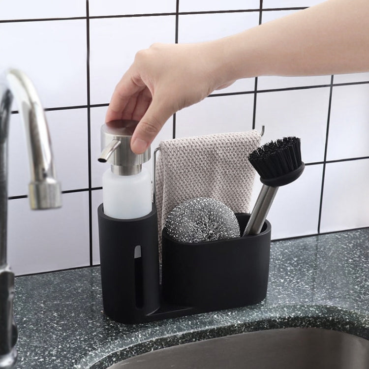 Set di scaffali per riporre gli stracci e le spazzole in filo d'acciaio per lavello da cucina, con dispenser di sapone, Brush Rag Storage Rack Set