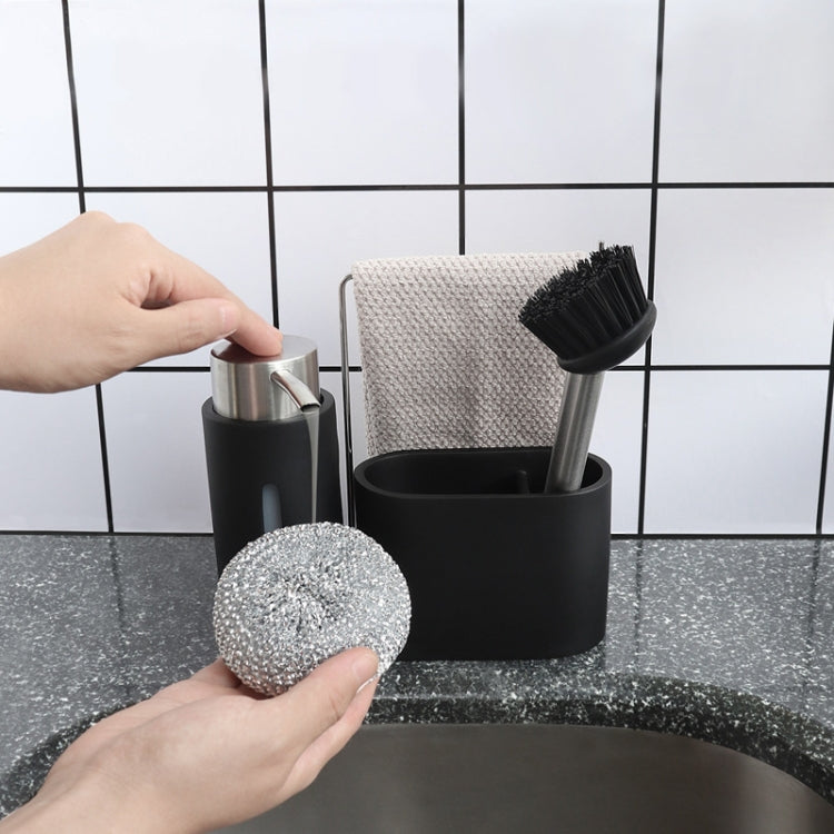 Set di scaffali per riporre gli stracci e le spazzole in filo d'acciaio per lavello da cucina, con dispenser di sapone, Brush Rag Storage Rack Set