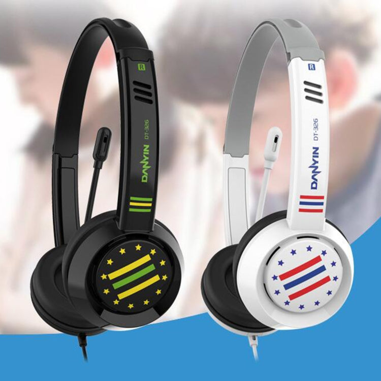 DANYIN DT326 Computer desktop montato sulla testa Cuffie con filo per apprendimento per bambini con microfono, Lunghezza cavo: 1,8 m, DT326 3.5mm Two-hole White, DT326 3.5mm Two-hole Black, DT326 Single Hole Four-level White                            ...
