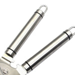 Apribottiglie multifunzionale potente manuale in acciaio inossidabile 304 addensato 3 in 1, Silver + Black Stripe