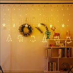 Luci per tende a LED Decorazioni natalizie Luci per campanelle e cervi, 220V EU Plug, USB & Battery Box, Battery Box with RC