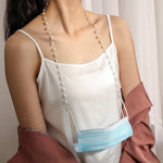 Collana con cordino anti-smarrimento per maschera da 2 pezzi. Catena per occhiali con maschera di perle semplice a forma ovale, Oval-Shaped Pearl  Chain