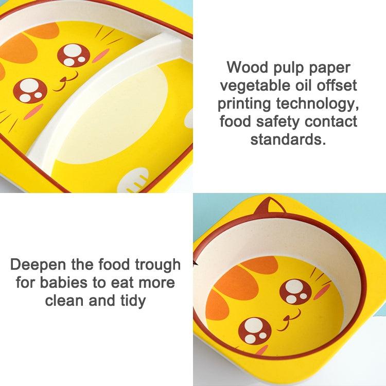 Set di stoviglie per bambini Set di forchette per cartoni animati Piatti per bambini Utensili per bambini Ciotola in fibra di bambù naturale con piatto per tazza