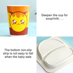 Set di stoviglie per bambini Set di forchette per cartoni animati Piatti per bambini Utensili per bambini Ciotola in fibra di bambù naturale con piatto per tazza