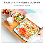 Set di stoviglie per bambini Set di forchette per cartoni animati Piatti per bambini Utensili per bambini Ciotola in fibra di bambù naturale con piatto per tazza