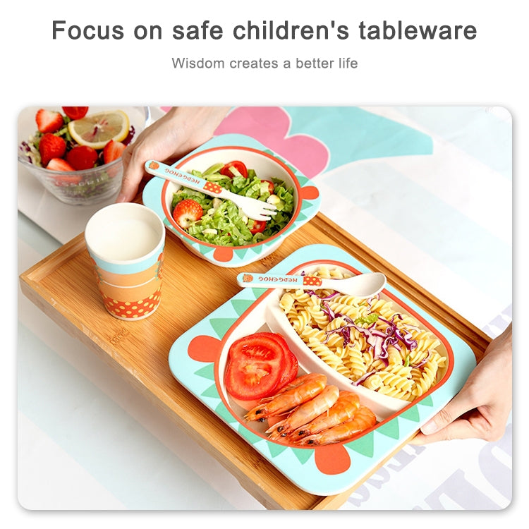 Set di stoviglie per bambini Set di forchette per cartoni animati Piatti per bambini Utensili per bambini Ciotola in fibra di bambù naturale con piatto per tazza