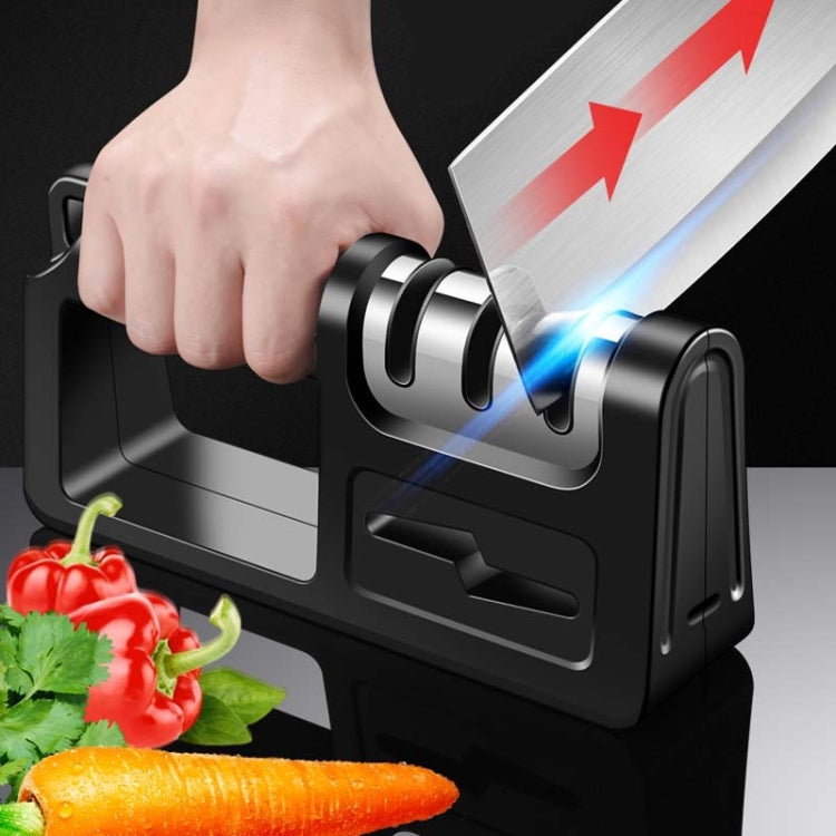 Pietra per affilare forbici per coltelli da cucina multifunzione a tre stadi da 2 pezzi, Ordinary Cutter Head Black, Diamond Cutter Head Black, Ordinary Cutter Head Red, Diamond Cutter Head Red, Ordinary Cutter Head Red+Black                           ...