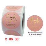 Rotolo da 3 pezzi rosa con stampa a caldo adesivo di ringraziamento busta adesiva con pellicola autoadesiva/decorazione regalo per le feste, C-06-38, C-07-38, C-08-38, C-09-38