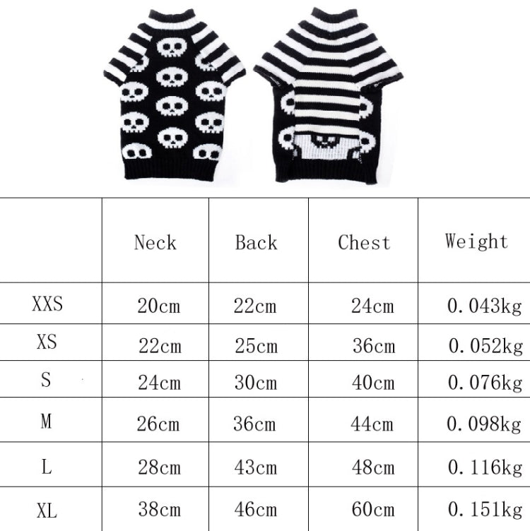 Costume per cani e gatti con maglione per animali domestici con teschio di Halloween, XXS, XS, S, M, L, XL