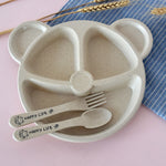 3 pz/set ciotola per bambini+cucchiaio+forchetta cibo per l'alimentazione stoviglie orso cartone animato per bambini piatti che mangiano stoviglie