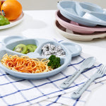 3 pz/set ciotola per bambini+cucchiaio+forchetta cibo per l'alimentazione stoviglie orso cartone animato per bambini piatti che mangiano stoviglie