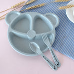 3 pz/set ciotola per bambini+cucchiaio+forchetta cibo per l'alimentazione stoviglie orso cartone animato per bambini piatti che mangiano stoviglie