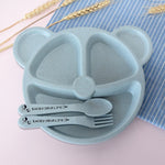3 pz/set ciotola per bambini+cucchiaio+forchetta cibo per l'alimentazione stoviglie orso cartone animato per bambini piatti che mangiano stoviglie