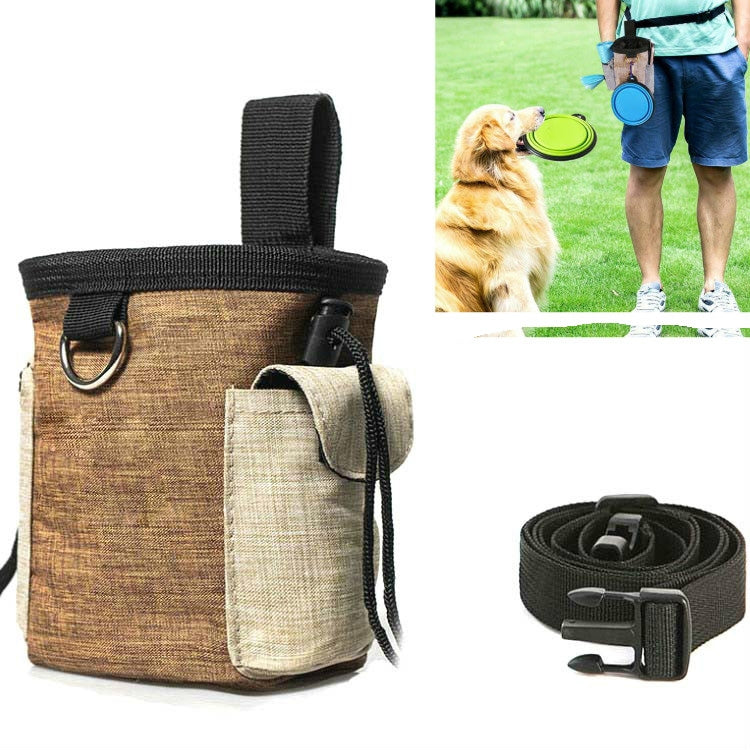 Borsa da addestramento per animali domestici all'aperto Tasche per addestramento del cane Tasche per borsa per riporre snack per animali domestici, Brown Waist Bag, Brown Waist Bag+Folding Bowl
