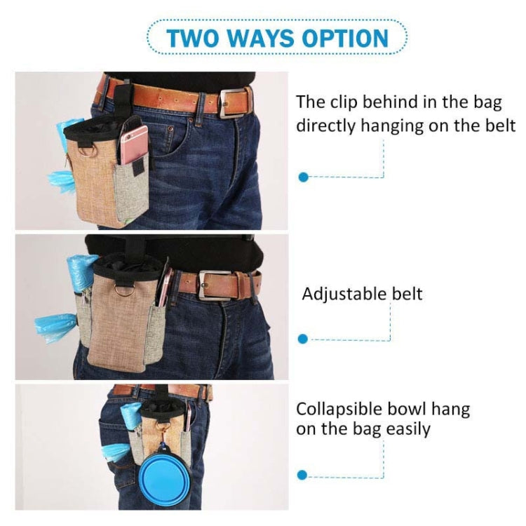 Borsa da addestramento per animali domestici all'aperto Tasche per addestramento del cane Tasche per borsa per riporre snack per animali domestici, Brown Waist Bag, Brown Waist Bag+Folding Bowl