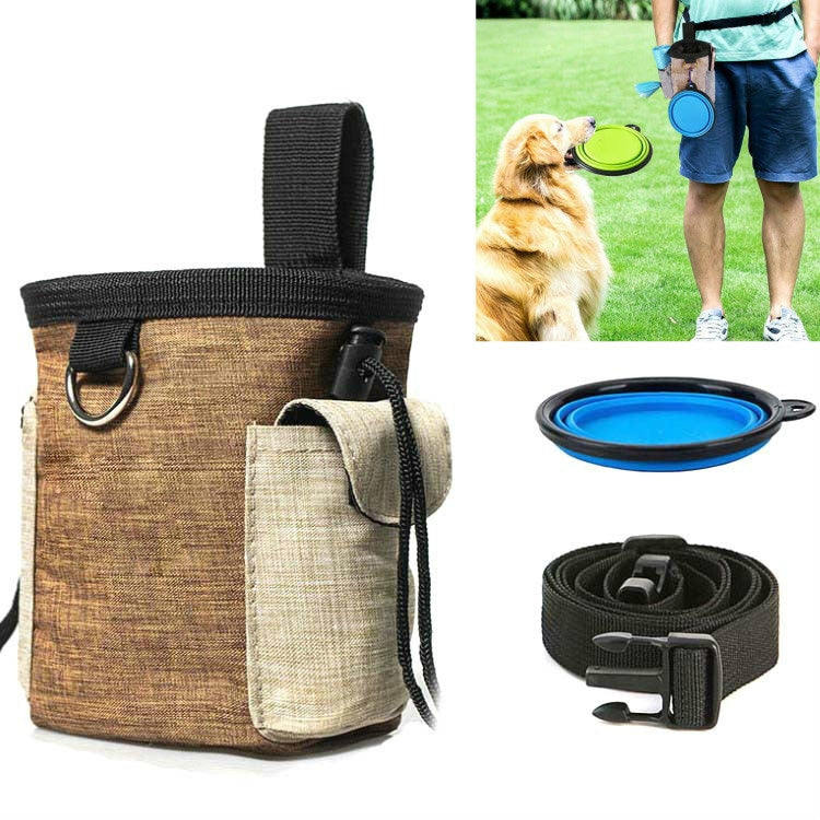 Borsa da addestramento per animali domestici all'aperto Tasche per addestramento del cane Tasche per borsa per riporre snack per animali domestici, Brown Waist Bag, Brown Waist Bag+Folding Bowl