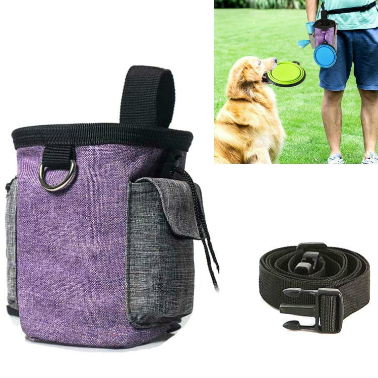 Marsupio per addestramento per animali domestici con cintura Borsa per snack per animali da addestramento portatile per gite, Purple Waist Bag, Purple Waist Bag+Folding Bowl