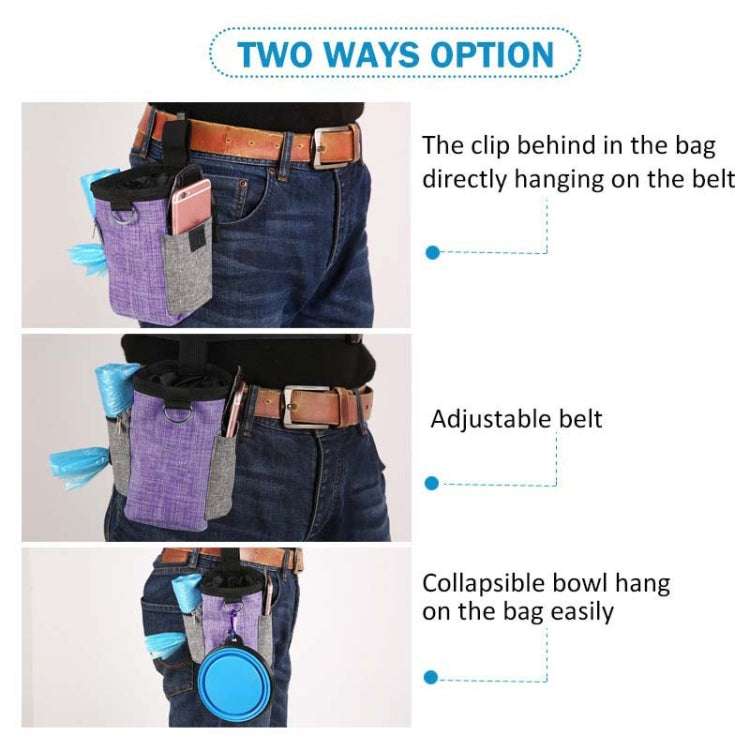 Marsupio per addestramento per animali domestici con cintura Borsa per snack per animali da addestramento portatile per gite, Purple Waist Bag, Purple Waist Bag+Folding Bowl