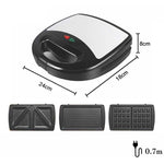 Macchina per panini 3 in 1 Macchina per waffle multifunzione Macchina per colazione Panini, spina europea, 3 in 1 Sandwich Maker