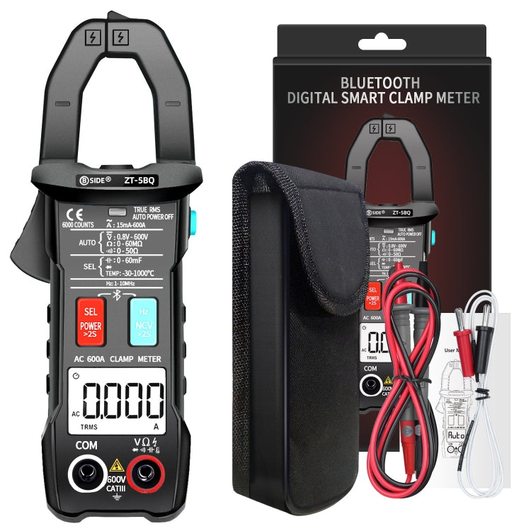 Pinza amperometrica AC intelligente ad alta precisione Bluetooth 5.0 BSIDE da 6000 parole, ZT-5BQ, ZT-5BQ+C3140 Clip
