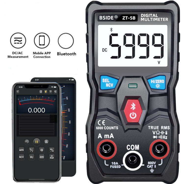 BSIDE ZT-5B Multimetro digitale intelligente Bluetooth 6000 parole con portata automatica, ZT-5B