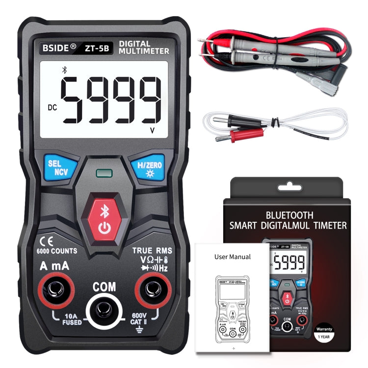 BSIDE ZT-5B Multimetro digitale intelligente Bluetooth 6000 parole con portata automatica, ZT-5B