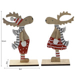 3 pezzi di decorazioni natalizie in legno di alce natalizio dipinto