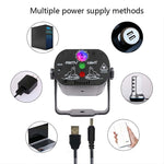 MN-R60 Mini luce laser ad attivazione vocale ricaricabile USB Natale Home Entertainment Flash LED Luce laser per atmosfera Luce da palco
