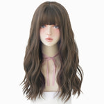 Parrucca leggermente riccia da donna con capelli lunghi. Copertura naturale per capelli soffici, Gradient Soot Pink, Cool Brown, Dark Brown