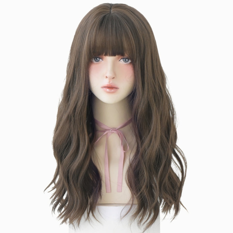 Parrucca leggermente riccia da donna con capelli lunghi. Copertura naturale per capelli soffici, Gradient Soot Pink, Cool Brown, Dark Brown