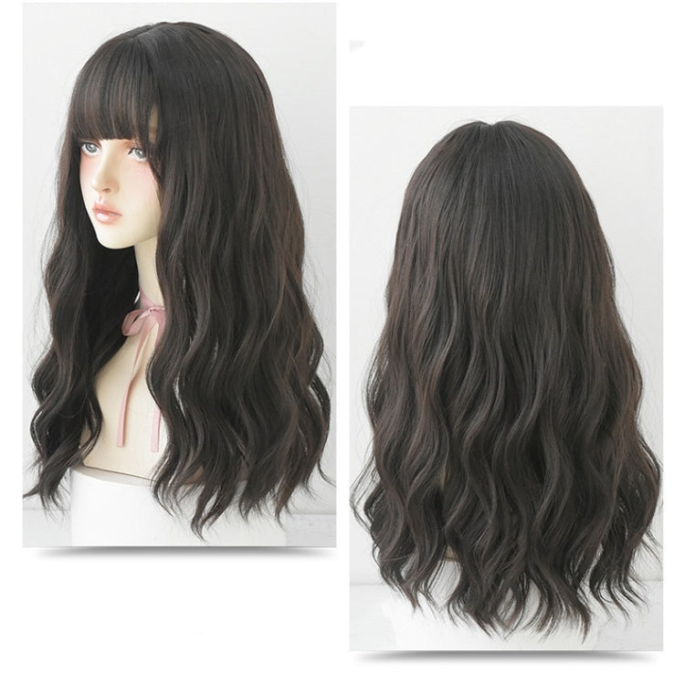 Parrucca leggermente riccia da donna con capelli lunghi. Copertura naturale per capelli soffici, Gradient Soot Pink, Cool Brown, Dark Brown