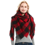 Sciarpa da donna in cashmere autunno e inverno con motivo a scacchi, 140 x 140cm